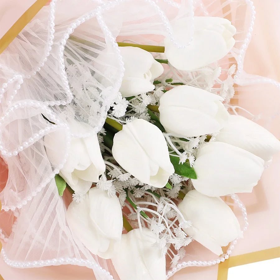 Artificial Tulip & Baby's Breath Bouquet | Wedding & Gift Artificial Flower Bouquet Babs