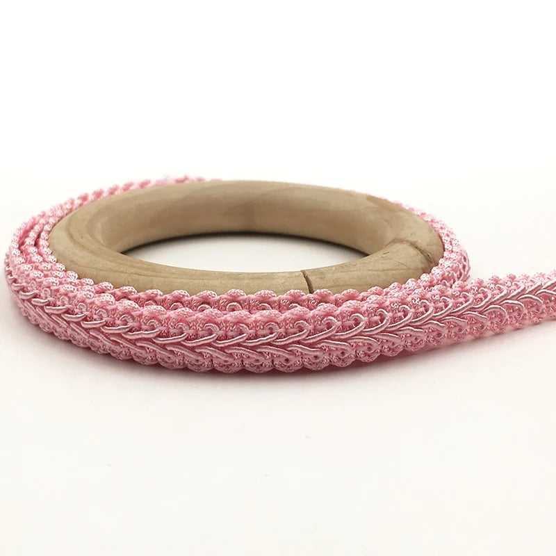 5M Centipede Braided Cotton Lace Trim 12mm – DIY Sewing Ribbon Lace Trim Ribbon Babs pink