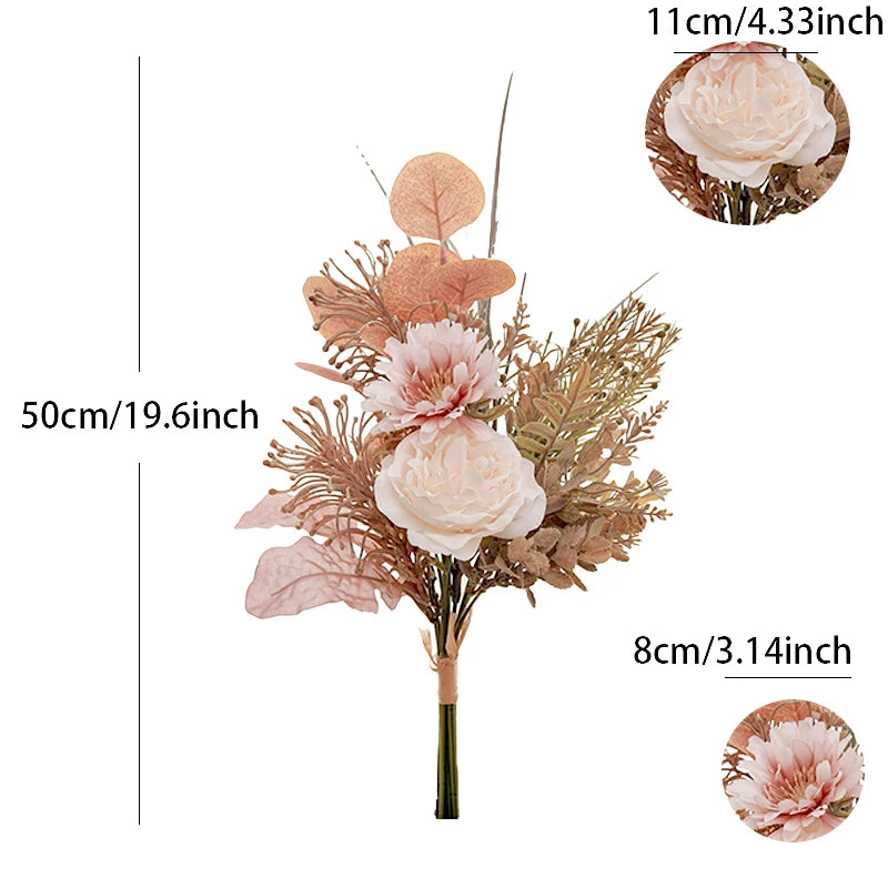 Artificial Silk Peony Rose Eucalyptus Bouquet – Home & Wedding Artificial Flower Bouquet Babs Eucalyptus