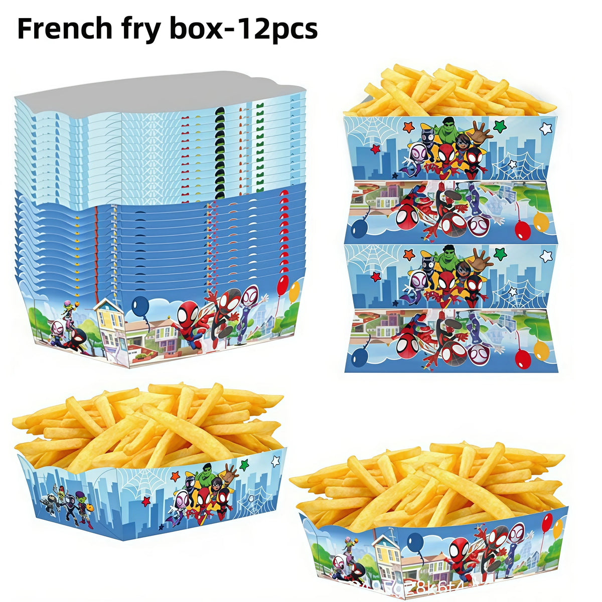 Spider-Man Birthday Party Supplies – Plates, Cups & Balloons Birthday Party Kit Babs 12pcs french fry box