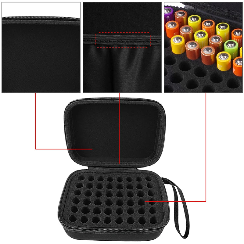 48 AA Battery Organizer Hard Case – Waterproof EVA Storage Battery Organizer Case Babs