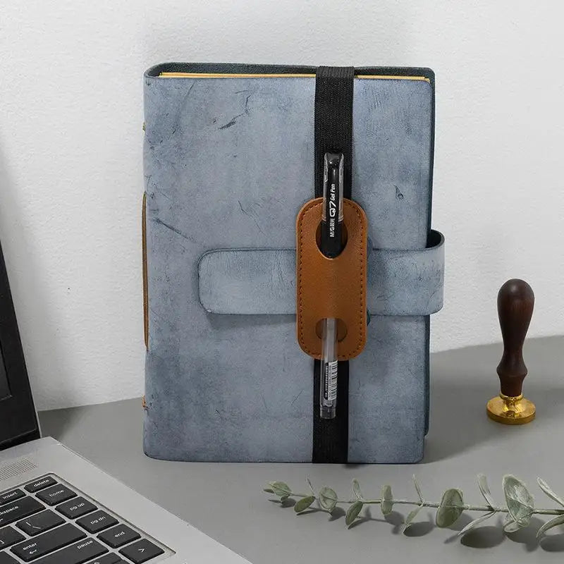 PU Leather Pen Holder with Elastic Band for Notebooks Pen Holder Clip Babs