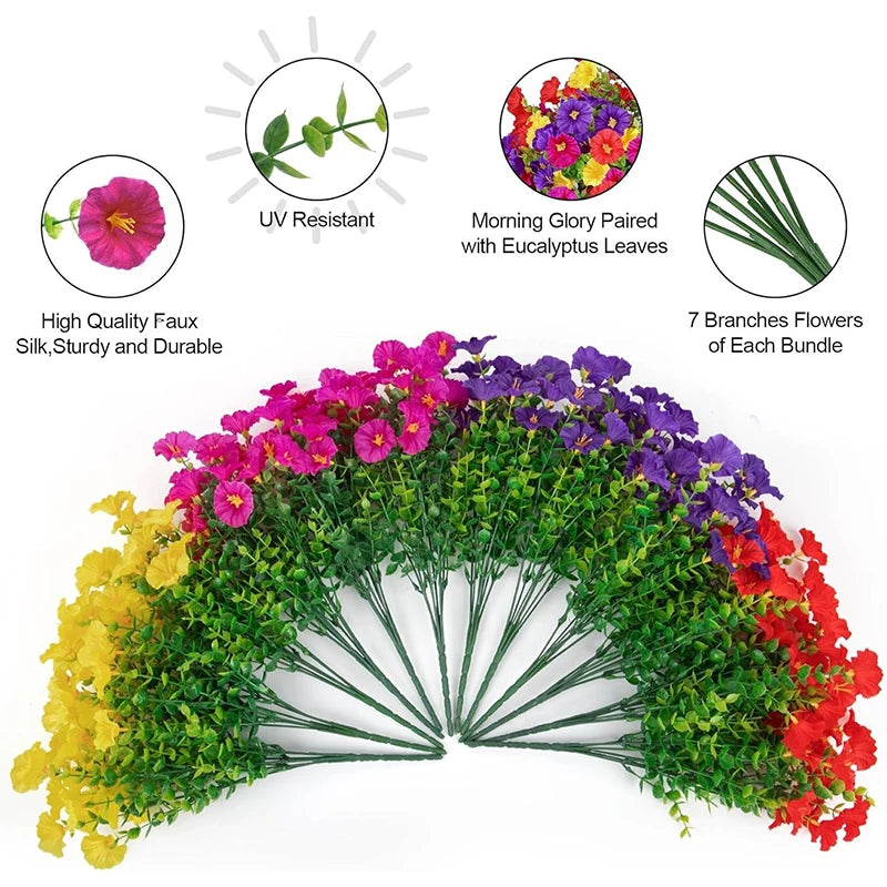 35CM Silk Morning Glory Artificial Flower UV-Protected Decor Artificial Flower Bouquet Babs