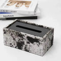 Nordic Leather Texture Luxury Tissue Box – Stainless Steel Holder Tissue Box Holder Babs Black