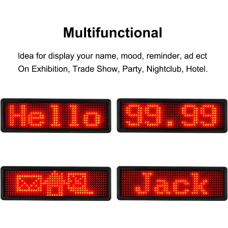 Bluetooth Programmable LED Name Badge – Scrolling Display Tag LED Name Badge Babs
