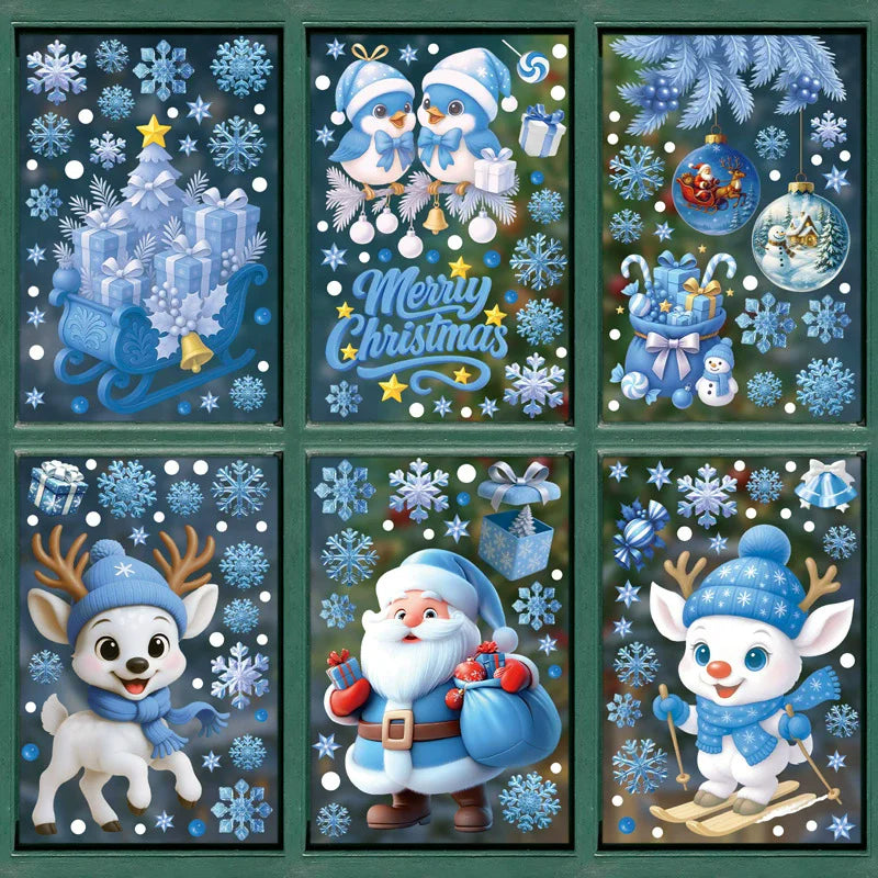 Christmas Window Static Clings – Santa, Snowman & Snowflake Window Static Clings Babs S11