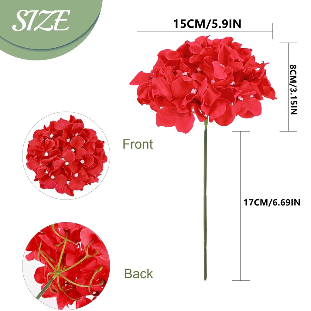 Silk Hydrangea Artificial Flowers | Wedding & Home Décor Artificial Flowers Babs Red 10 pcs