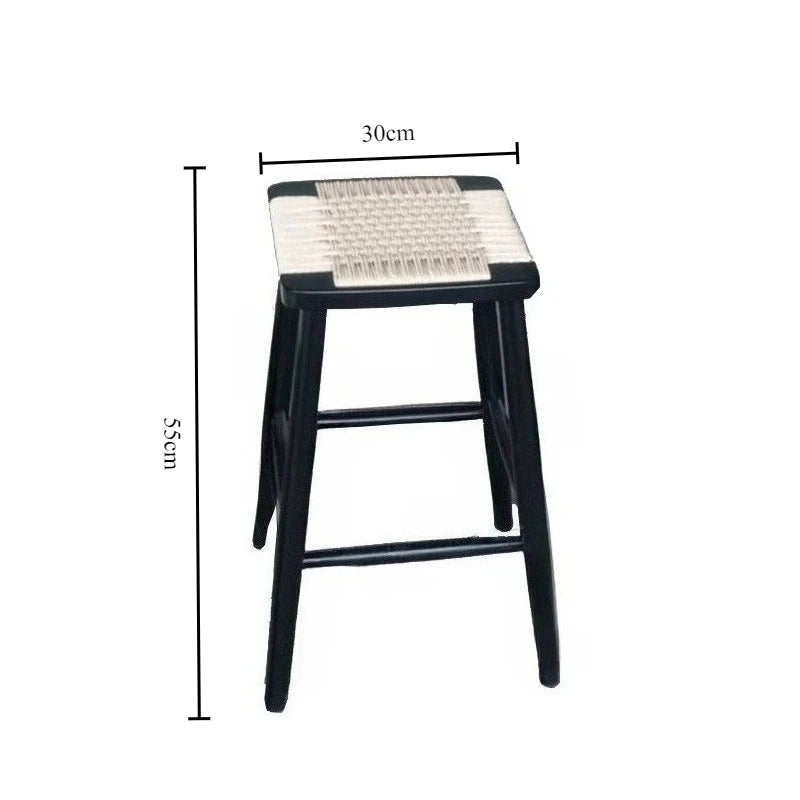 Nordic Solid Oak Stool – Handmade Rattan, 4 Heights Available Solid Wood Stool Babs Black Oak-55CM