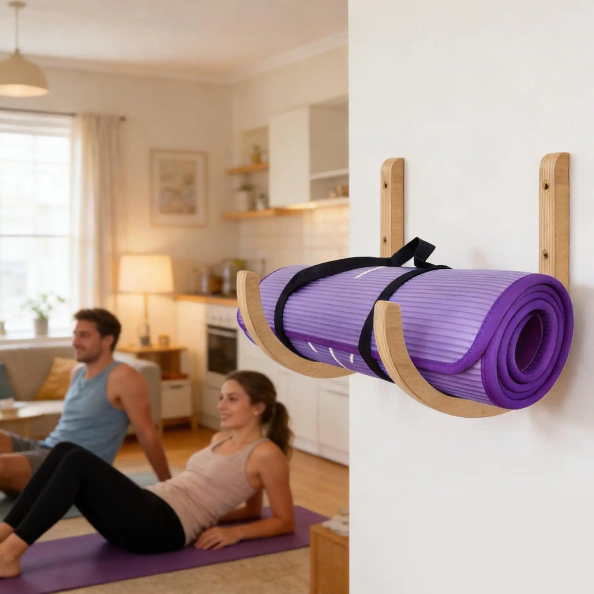 Wooden Yoga Mat Wall Mount Storage Rack – Set of 2 Yoga Mat Storage Rack Babs