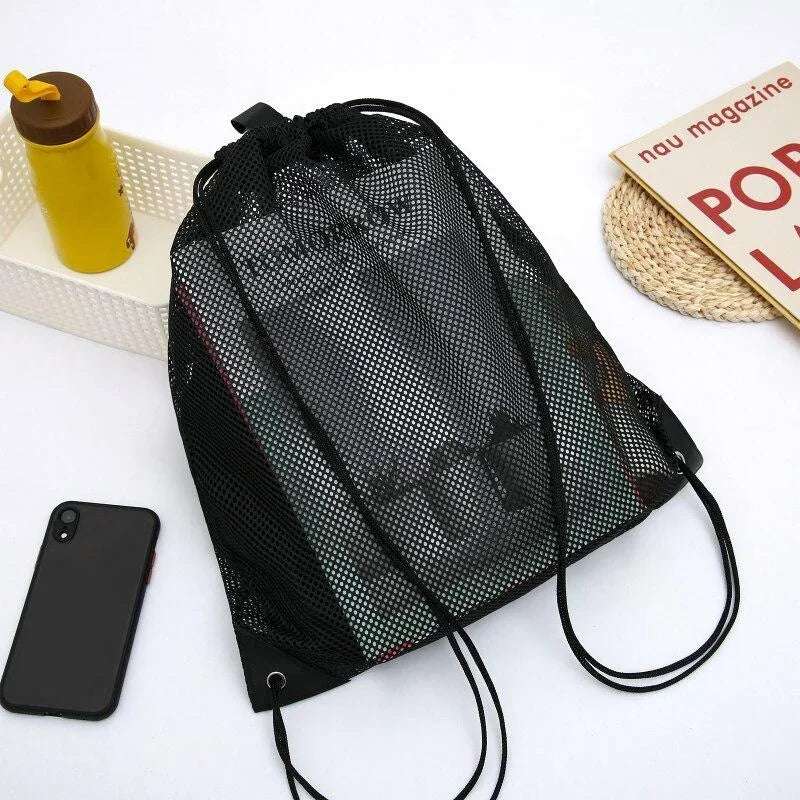 Drawstring Mesh Backpack – Gym, Sports & Beach Net Bag 40×45cm Mesh Drawstring Backpack Babs
