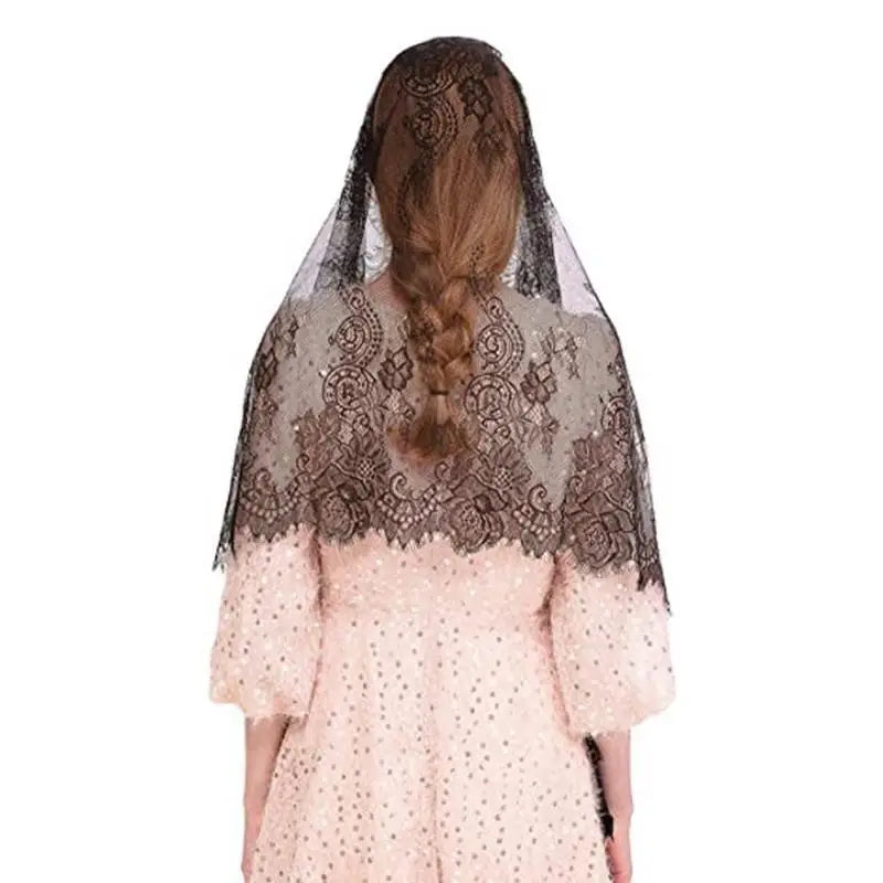 Women's Lace Tassel Mantilla Veil Long Scarf & Shawl Lace Tassel Scarf Babs