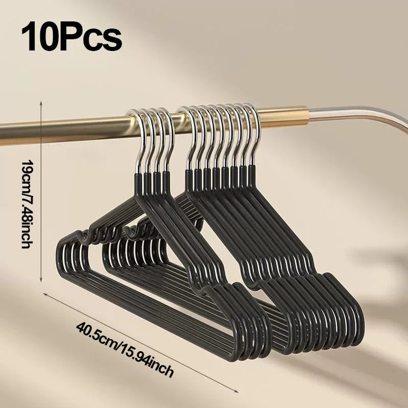 10-Pack Non-Slip Metal Coat Hangers with Round Notches Clothes Hangers Babs 10Pcs-Black