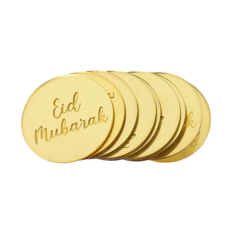 Eid Mubarak Gold Acrylic Cake Toppers | Ramadan Party Decor Cake Toppers Babs G 5pcs