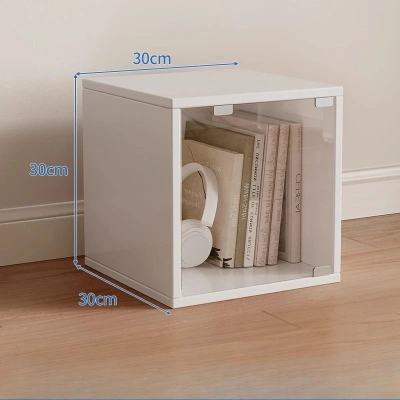 Modern Nordic Cube Bookcase with Storage Cabinet – 30cm Cube Bookcase Babs White Acrylic Door