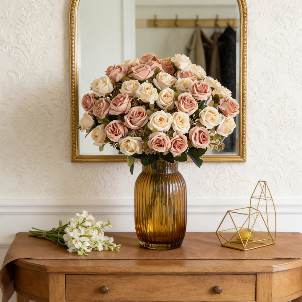 Silk Artificial Carnation Rose Bouquet – Wedding & Home Décor Artificial Flower Bouquet Babs