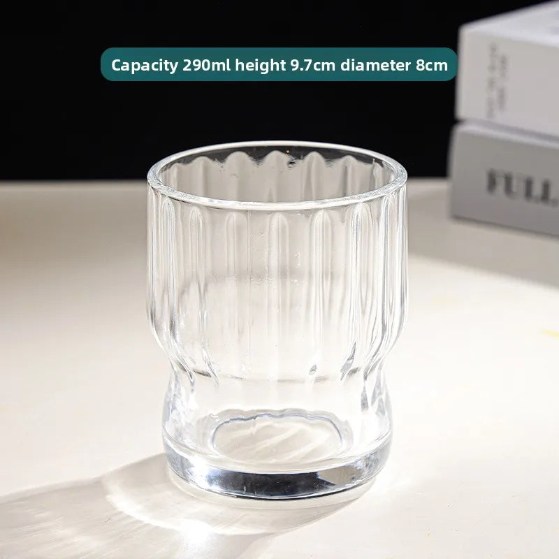 Hammered Glass Cup – Stylish Luxury Drinkware for Home Glass Tumbler Babs widevertical pattern 201-300ml