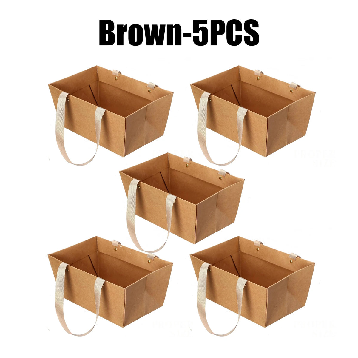 Waterproof Kraft Flower Bag – Foldable Bouquet Gift Basket Gift Wrapping Bag Babs Brown 5PCS L 32x25x15CM