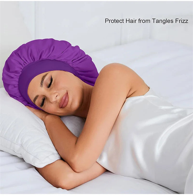 Women's Elastic Sleeping Hat – Solid Color Hair Care Cap Sleeping Hair Cap Babs