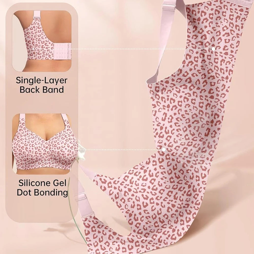 Leopard Wireless Push-Up Bra – Seamless Full Coverage Plus Size Wireless Push-Up Bra Babs