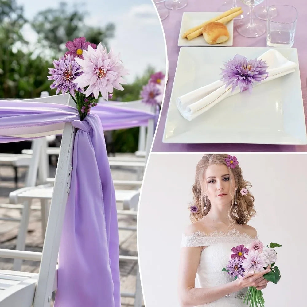 48pcs Purple Silk Artificial Roses for Wedding & Home Decor Artificial Silk Flowers Babs