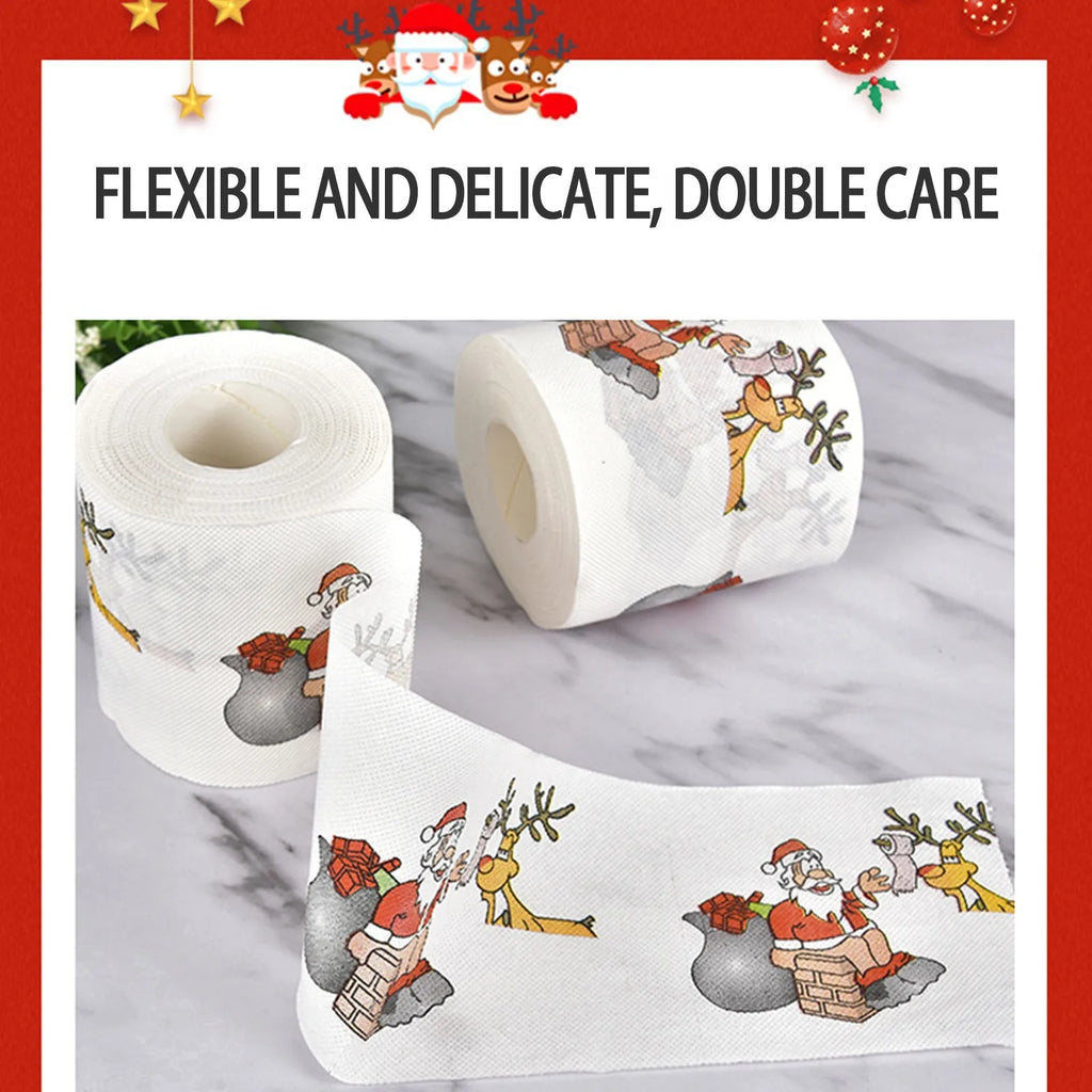 Christmas Printed Toilet Paper Roll – Santa & Tree Holiday Décor Novelty Toilet Paper Babs
