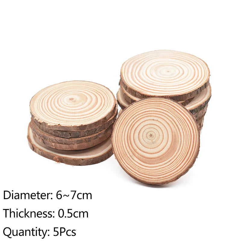 Natural Pine Wood Slices Unfinished Log Discs – DIY Crafts Wood Craft Discs Babs 5pcs 6-7cm