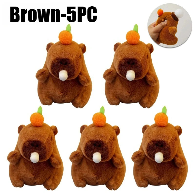 Plush Capybara Keychain Pendant – Cute Persimmon Bubble Doll Plush Keychain Pendant Babs 5PCS