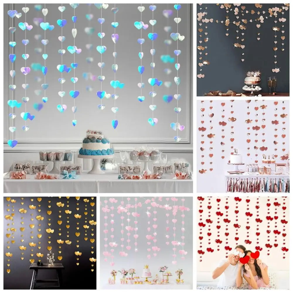 4m Glitter Heart Hanging Streamer Curtain – Party Decoration Party Decoration Garland Babs