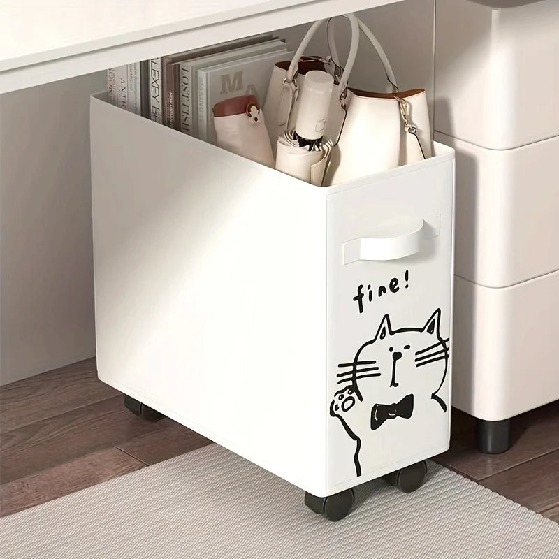 Under Desk Rolling Cart | Oxford Cloth Storage Baskets & Wheels Rolling Storage Cart Babs Beige Kitten