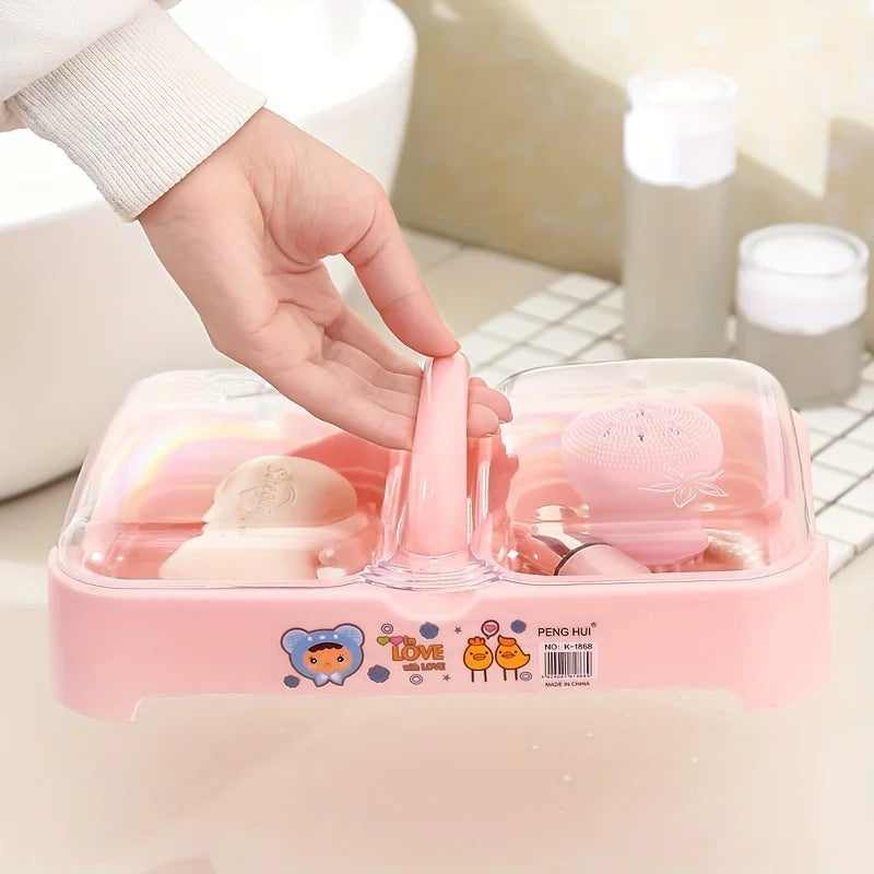Portable Soap Dish with Lid & Drain Tray | Bathroom Soap Holder Soap Dish Babs