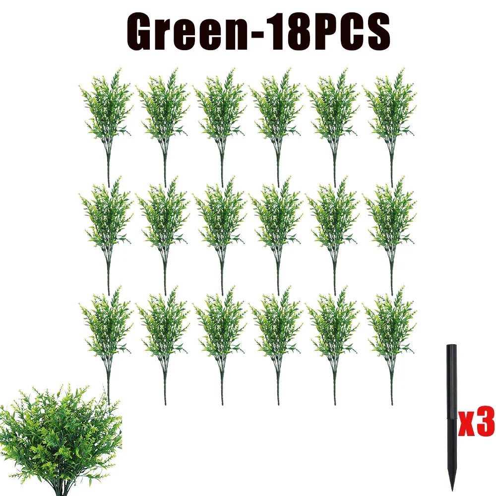 UV Resistant Artificial Lavender Shrubs – Outdoor Garden Decor Artificial Flower Shrub Babs Green-18PCS 34CM