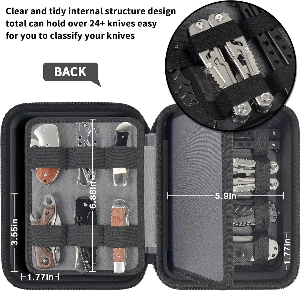 Pocket Knife Display Case – 32-Slot Folding Knife Organizer Knife Display Case Babs