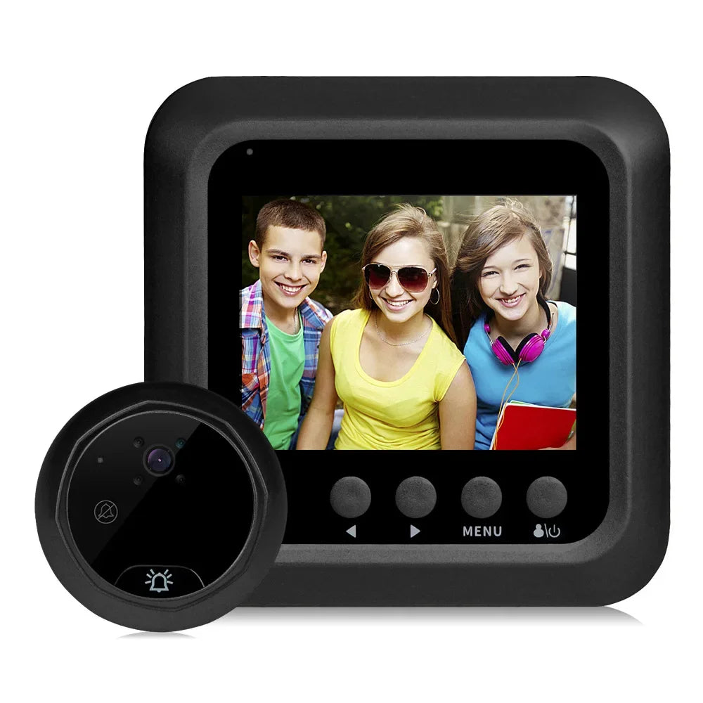 Smart Cat Eye Door Viewer – HD 2.4" IR Night Vision & Motion Detection Peephole Door Camera Babs Black China Mainland
