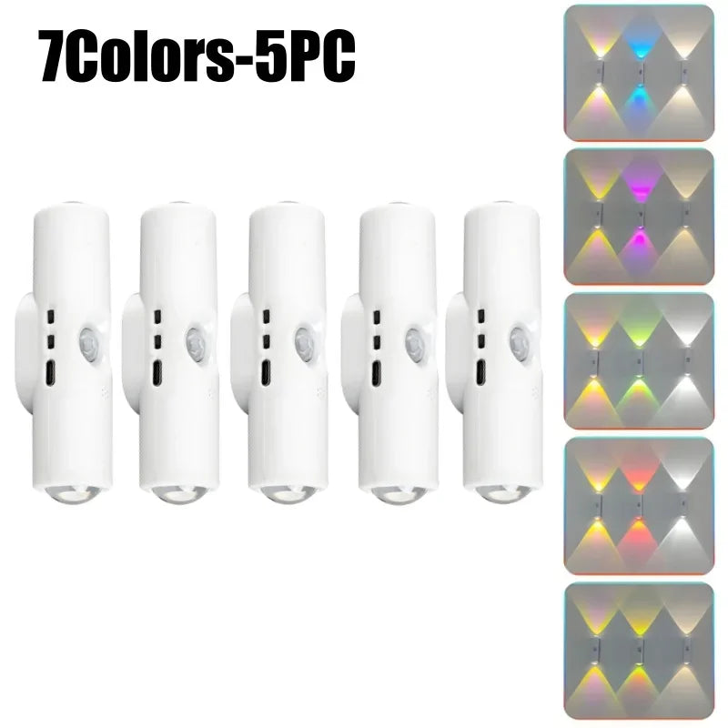 Magnetic RGB Night Light | Motion Sensor Rechargeable Wall Lamp RGB Night Light Babs 7Colors-5PC