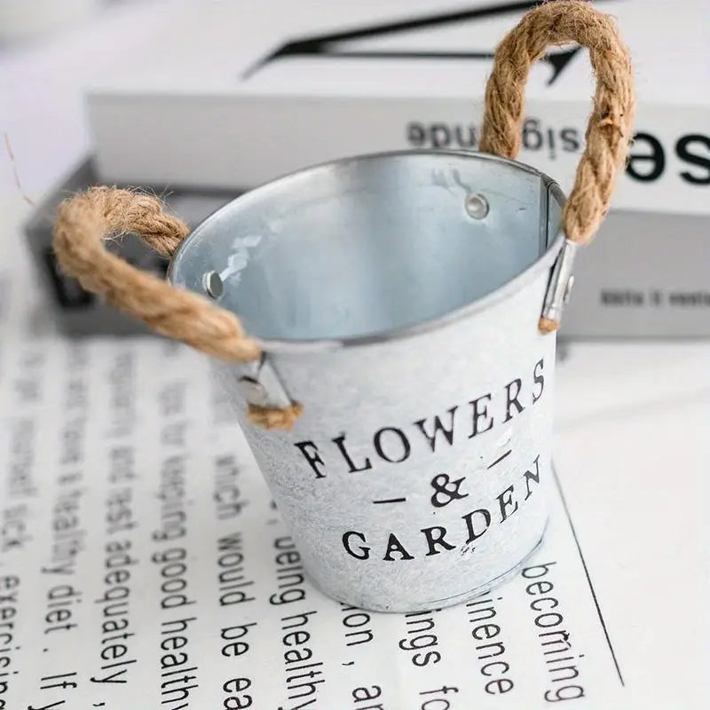 Retro Iron Letter Flower Bucket – Decorative Metal Planter Decorative Metal Planter Babs