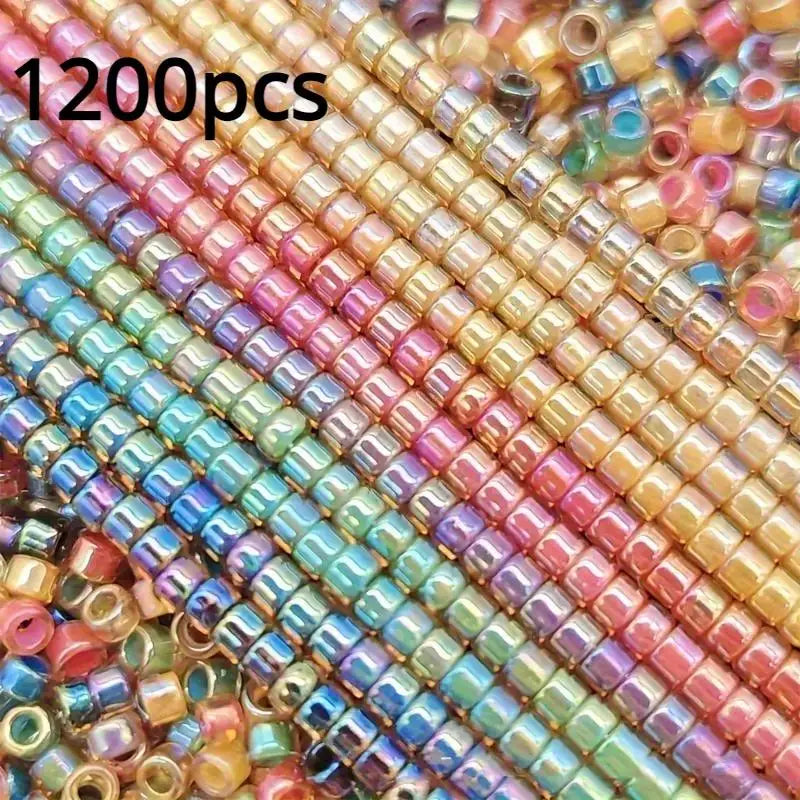 1200 Pcs Mixed Color Iridescent Glass Seed Beads – DIY Jewelry Glass Seed Beads Babs Mixed colors
