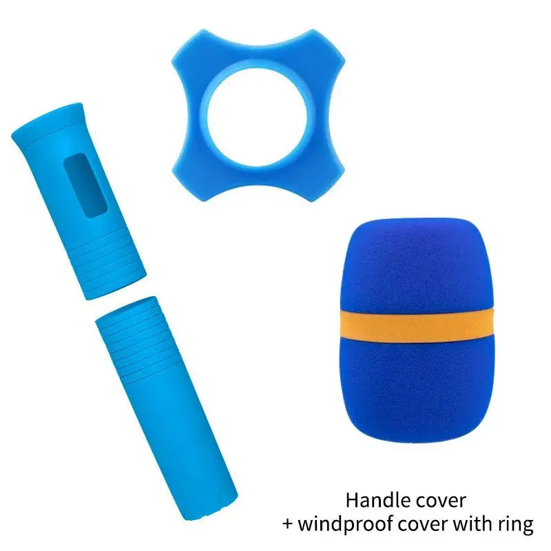 Wireless Mic Rubber Handle Cover – Non-Slip KTV Sleeve Set Mic Handle Cover Babs blue3