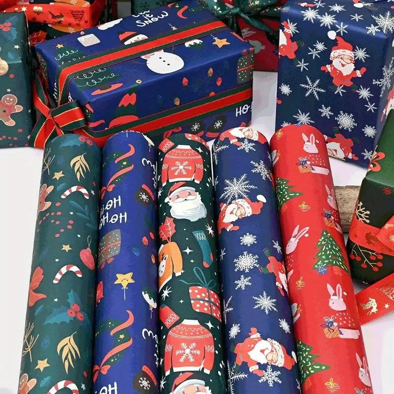 10-Piece Christmas Wrapping Paper Set – Apple Bouquet Design Gift Wrapping Paper Babs
