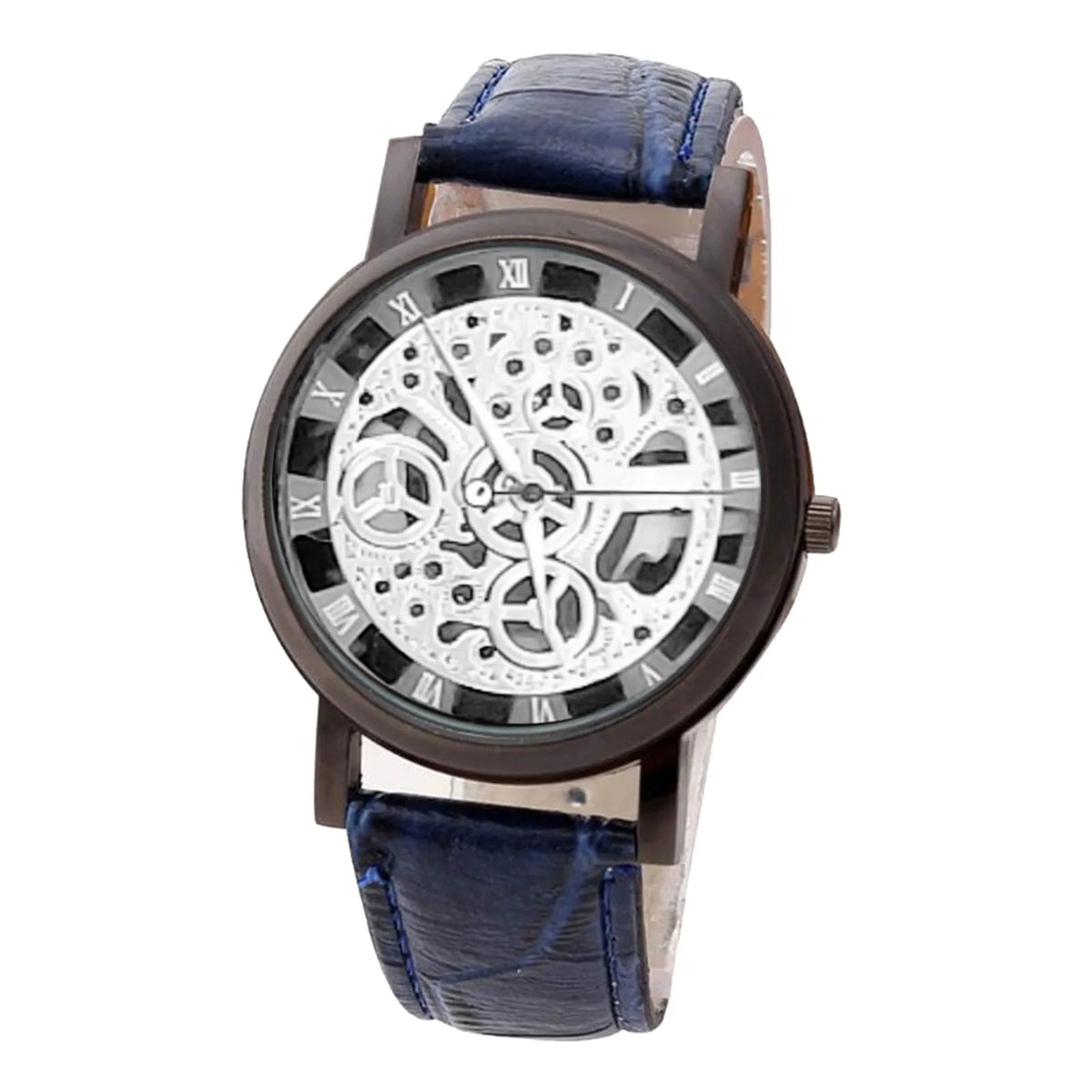 Men's Skeleton Quartz Watch | Leather Strap, Roman Numeral Dial Men's Quartz Watch Babs I