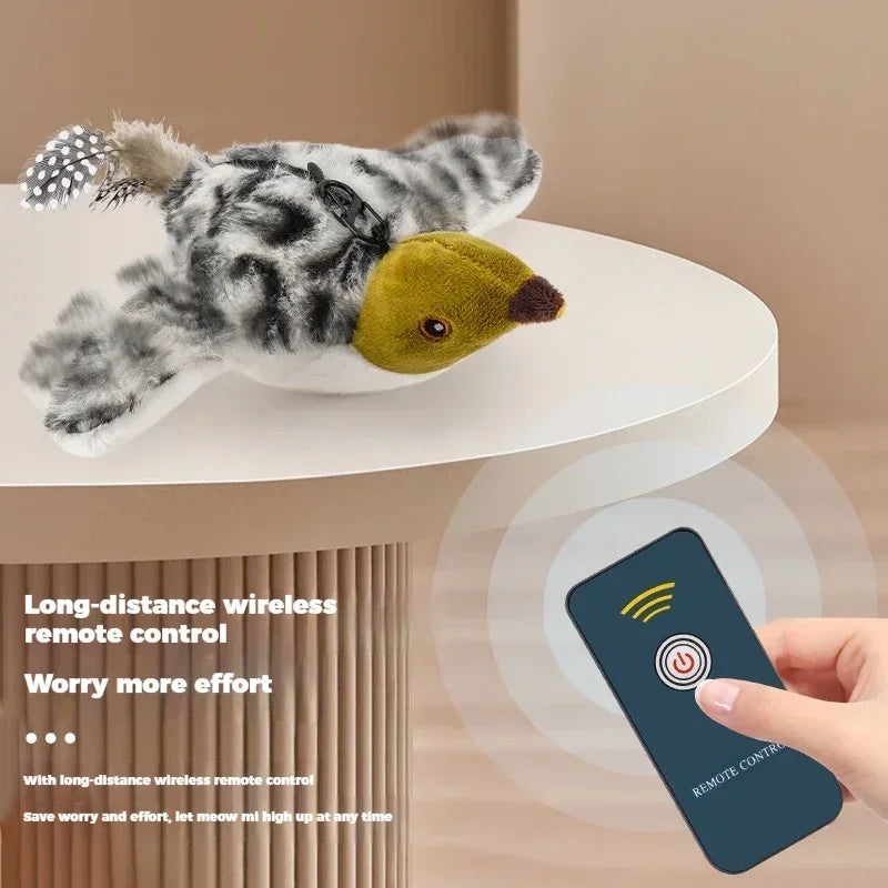 RC Electric Bird Cat Toy – Flapping Plush, Rechargeable Interactive Cat Toy Babs