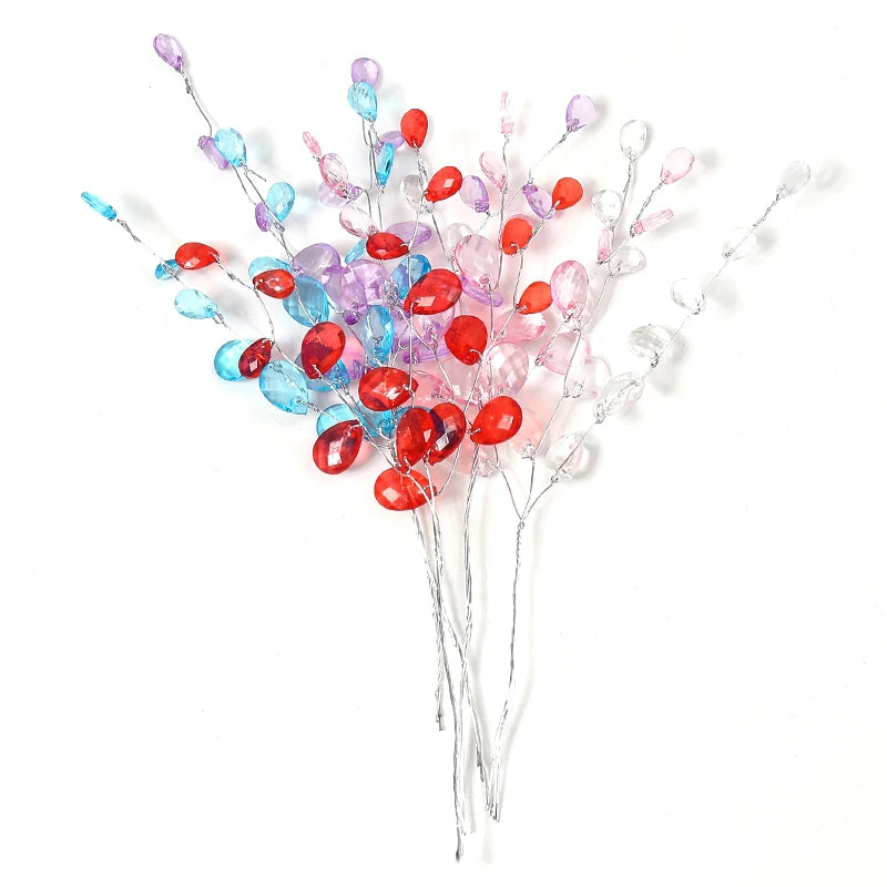 10Pcs Acrylic Crystal Teardrop Bead Bouquet – DIY Wedding Décor Artificial Flower Bouquet Babs