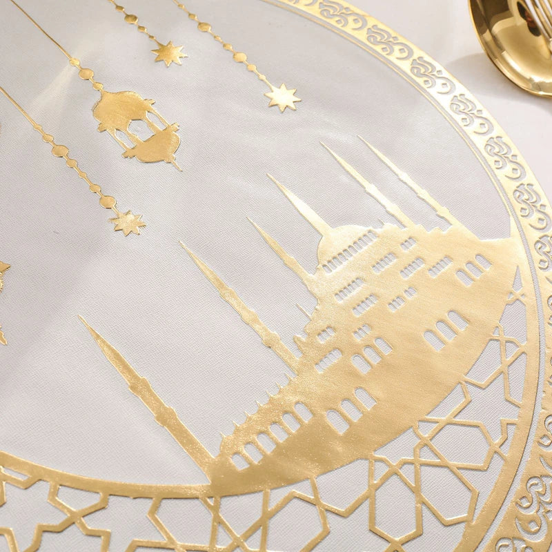 Eid Mubarak PVC Placemats – Ramadan Gold Moon Table Mats Festive Table Mats Babs