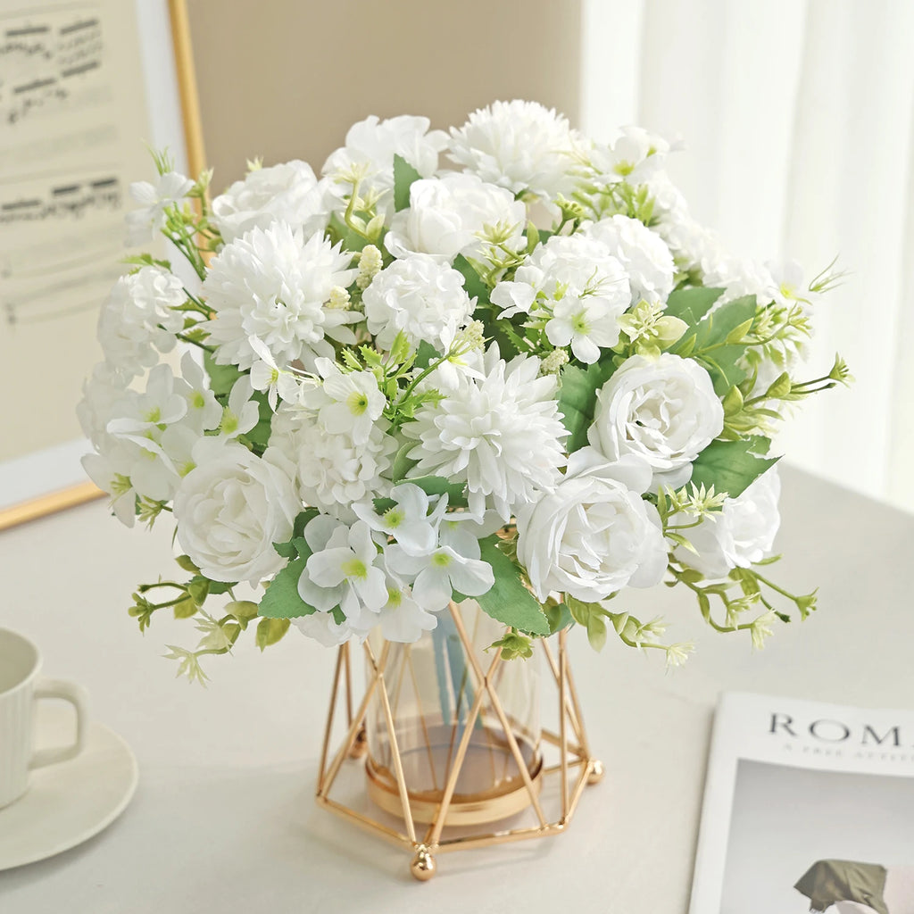 Artificial Silk Hydrangea Rose Bouquet | Wedding & Home Décor Artificial Silk Flowers Babs