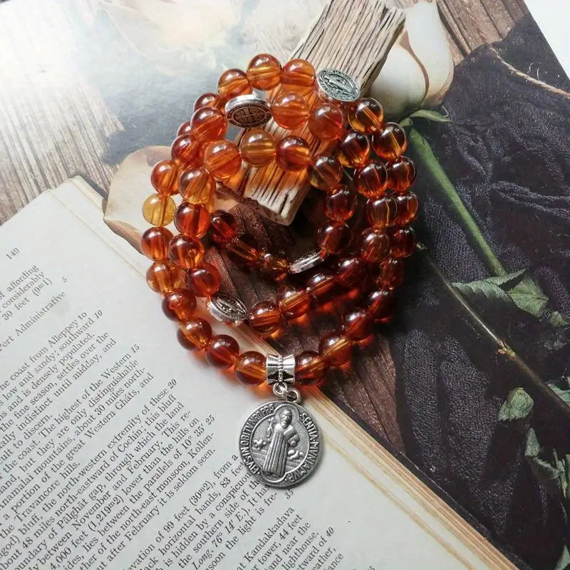 Saint Benedict Rosary Cross Necklace & Double Loop Bracelet Rosary Necklace Bracelet Babs