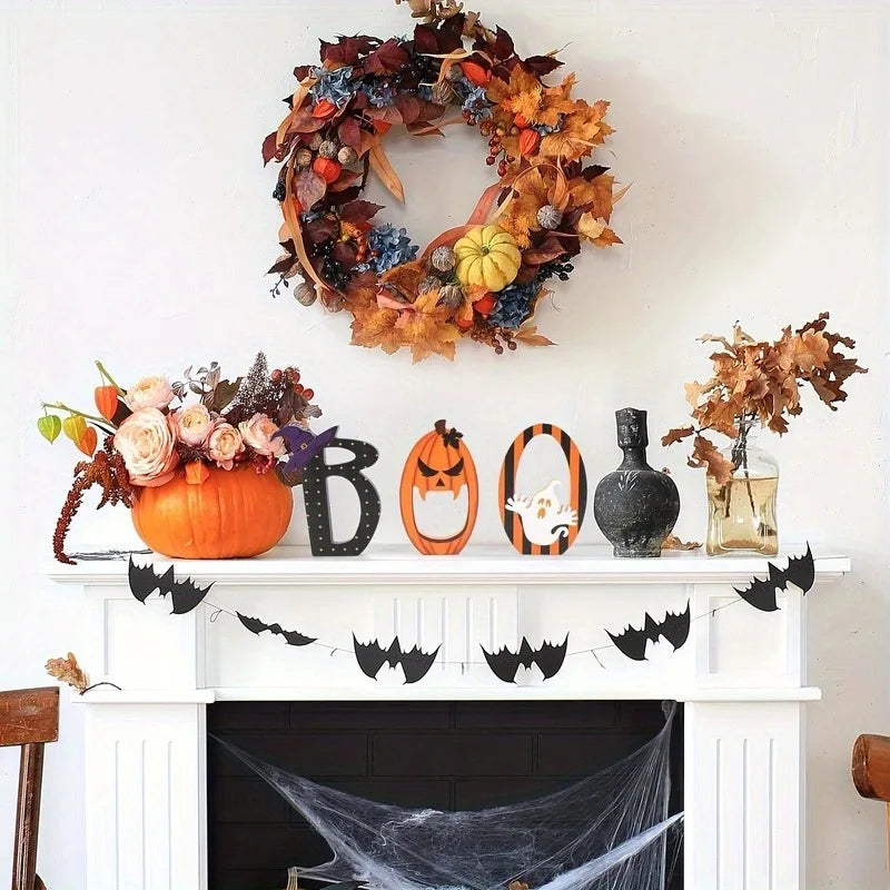 3-Piece Halloween Wooden Boo Signs – Tiered Tray Table Decor Halloween Wooden Signs Babs
