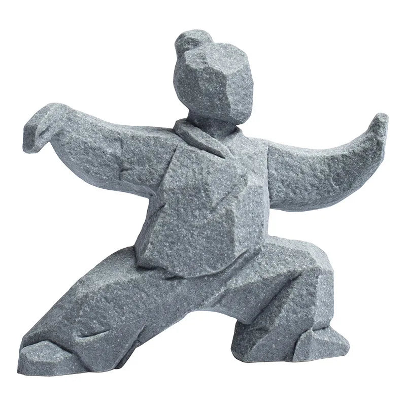 Stone Tai Chi Kung Fu Figure Ornament – Chinese Home Décor Stone Decorative Figurine Babs
