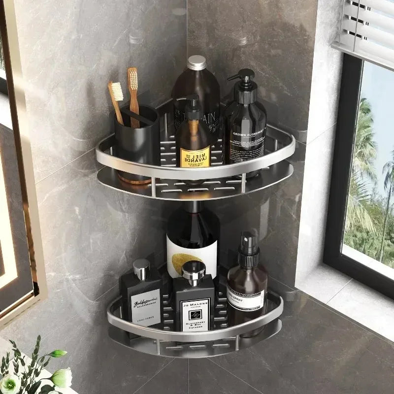 No-Drill Bathroom Toilet Paper Holder Shelf | Aluminum Bathroom Storage Shelf Babs
