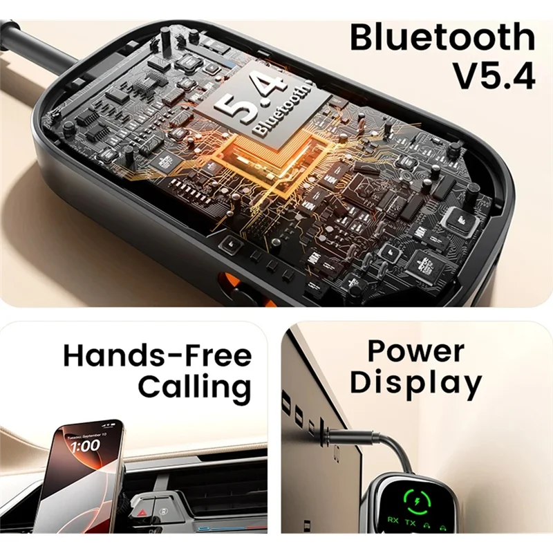 Bluetooth 5.4 2-in-1 AUX Receiver & Transmitter Audio Adapter Bluetooth Audio Adapter Babs Black