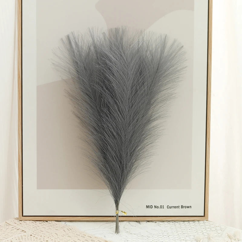 10-Piece Artificial Pampas Grass Bouquet – Boho Home Decor Artificial Floral Bouquet Babs Deep Grey