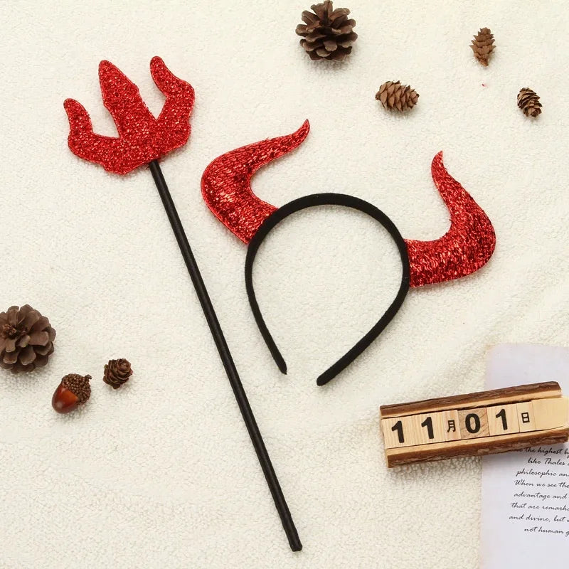 10-Pack Sequin Devil Horns Headbands & Wands | Party Props Costume Party Props Babs